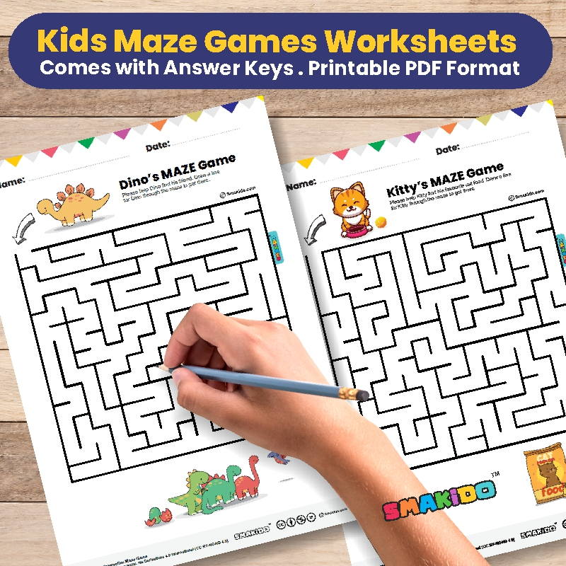 Printable Maze Games Worksheets With Answer Key | Kids Preschool ...