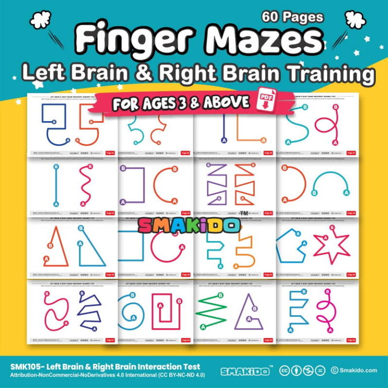 Finger Maze Printable | Left Brain Right Brain Motor Sensory Test | Smakido